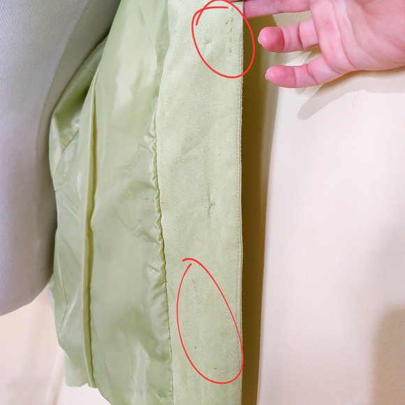 Vintage 90s Kim Rogers Chunky Stitch Lime Green Workwear Blazer Jacket - Picture 9 of 14